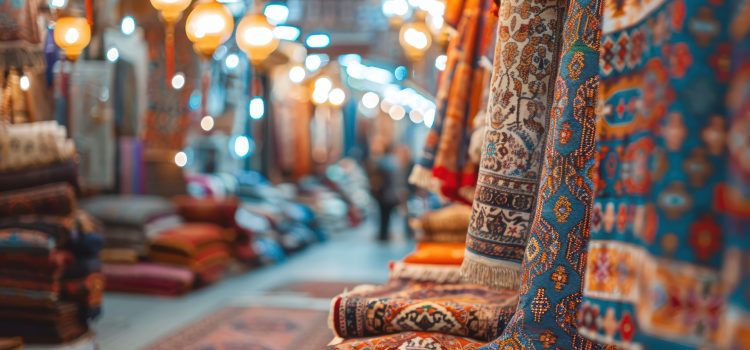 Colorful Carpets in a Turkish Market