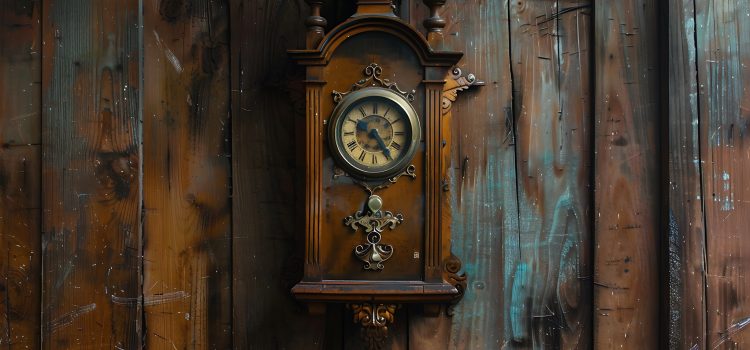 A mounted to the wall old fashioned timepiece